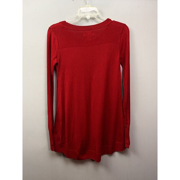 Anthropologie Shrinking Violet sweater Womens XS Red Tunic Bright Colorful - Picture 2 of 7